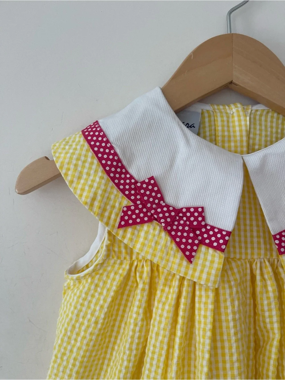 VINTAGE SAMARA NWT Bright Gingham Seersucker Floral Appliqué Collared Dress